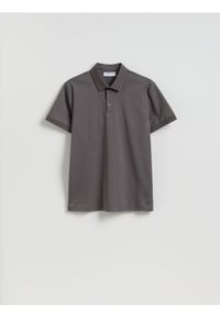 Reserved - Bawełniana koszulka polo slim - ciemnoszary. Typ kołnierza: polo. Kolor: szary. Materiał: bawełna #1