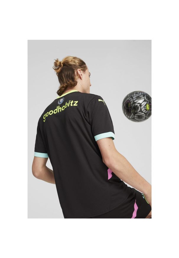 Puma - Koszulka wyjazdowa PSV Eindhoven 2024/25. Kolor: żółty, wielokolorowy, czarny. Sport: piłka nożna