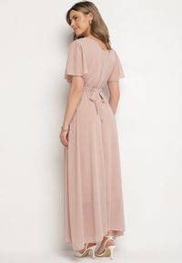 Born2be - Ciemnoróżowa Kopertowa Sukienka Maxi z Gumką w Pasie Narlin. Okazja: na ślub cywilny, na wesele, na studniówkę. Typ kołnierza: dekolt w serek. Kolor: różowy. Typ sukienki: kopertowe. Styl: klasyczny. Długość: maxi #2