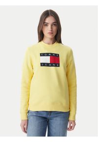 Tommy Jeans Bluza Flag DW0DW22564 Żółty jasny Regular Fit. Kolor: żółty. Materiał: bawełna #1
