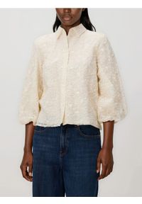 Reserved - Koszula z haftem - złamana biel. Materiał: tkanina, bawełna. Wzór: haft #1