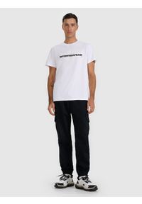 4f - 4F T-shirt regular z nadrukiem męski - biały XXL. Kolor: biały. Materiał: materiał, bawełna, skóra. Wzór: nadruk #2