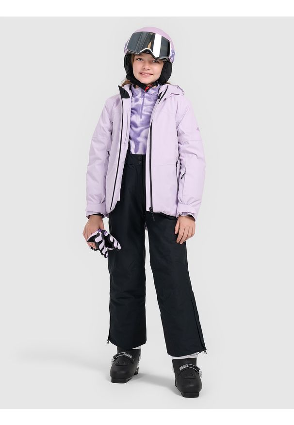 4f - 4F Spodnie narciarskie membrana 8000 dziewczęce - czarne 134 (8-9 lat). Kolor: czarny. Materiał: poliester, materiał. Wzór: gładki. Sezon: lato. Sport: narciarstwo