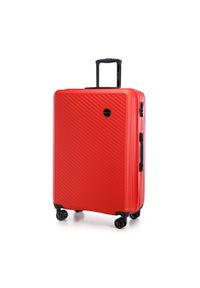Wittchen - Duża walizka z ABS-u w ukośne paski czerwona. Kolor: czerwony. Materiał: poliester. Wzór: paski #4