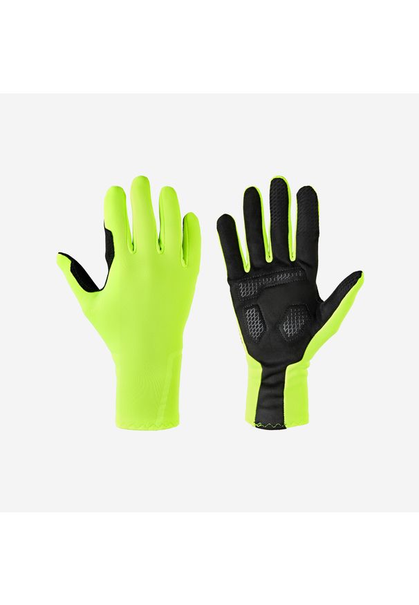 VAN RYSEL - Rękawiczki Na Rower 500 Jesienne. Kolor: wielokolorowy, żółty, zielony. Materiał: poliamid, poliester. Sezon: jesień. Sport: kolarstwo