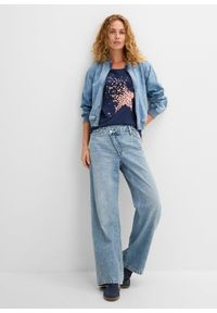 bonprix - Shirt z przędzy mieszankowej, krótki rękaw. Kolor: niebieski. Długość rękawa: krótki rękaw. Długość: krótkie. Wzór: nadruk #2