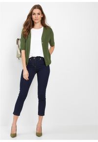Sweter rozpinany bonprix ciemny khaki. Kolor: zielony. Długość rękawa: krótki rękaw. Długość: krótkie #3