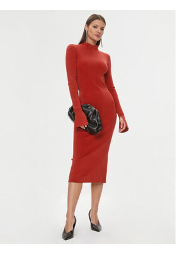 Patrizia Pepe Sukienka dzianinowa 2A2612/K002-R808 Czerwony Slim Fit. Kolor: czerwony. Materiał: lyocell