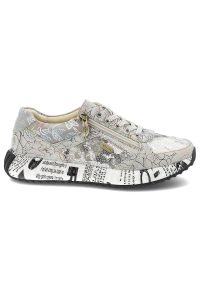 Szare Sneakersy Laura Vita Eleganckie Obuwie Damskie. Zapięcie: sznurówki. Kolor: szary. Szerokość cholewki: normalna. Wzór: aplikacja, kwiaty, nadruk. Styl: elegancki #4