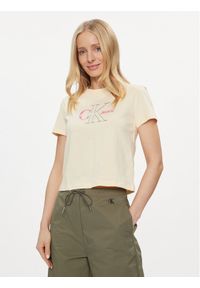 Calvin Klein Jeans T-Shirt Bold Monologo Baby Tee J20J222639 Écru Regular Fit. Materiał: bawełna #1