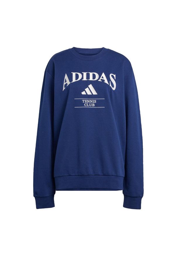 Adidas - Bluza adidas Heritage Graphic Crew. Kolor: niebieski. Długość rękawa: długi rękaw. Długość: długie. Sport: tenis