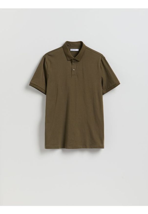Reserved - Koszulka polo regular fit - zielony. Typ kołnierza: polo. Kolor: zielony. Materiał: dzianina, bawełna