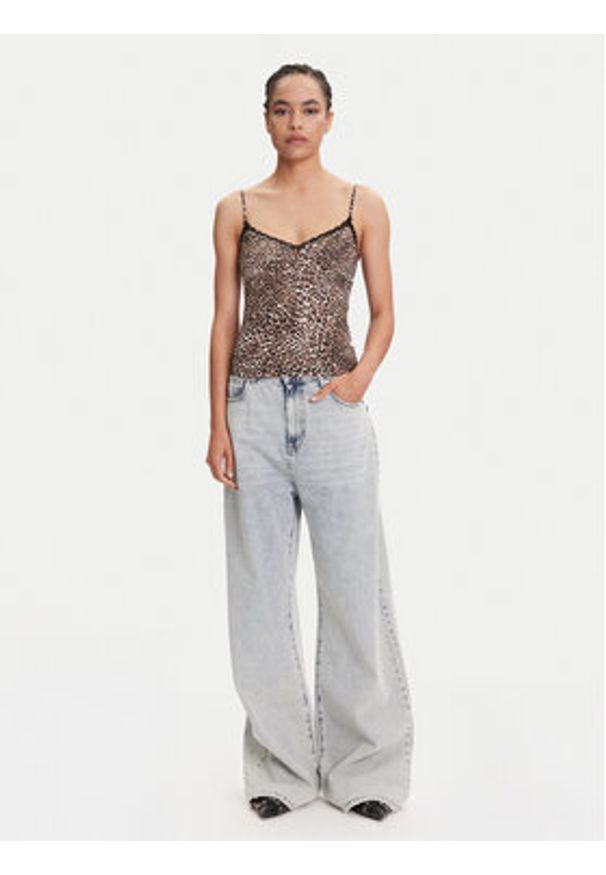 Miss Sixty Top 6S1SJ54300 Brązowy Slim Fit. Kolor: brązowy. Materiał: wiskoza, bawełna