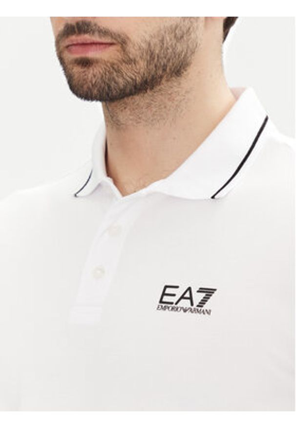 EA7 Emporio Armani Polo 8NPF16 PJVUZ 1100 Biały Slim Fit. Typ kołnierza: polo. Kolor: biały. Materiał: bawełna