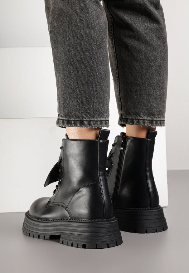 Born2be - Czarne Klasyczne Botki Workery Vemivra. Okazja: na co dzień. Kolor: czarny. Materiał: jeans, skóra. Styl: klasyczny