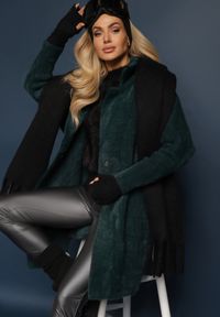 Renee - Ciemnozielony Płaszcz z Bawełną Oversize Brumisia. Kolor: zielony. Materiał: bawełna. Długość rękawa: długi rękaw. Długość: długie. Sezon: jesień, zima #4