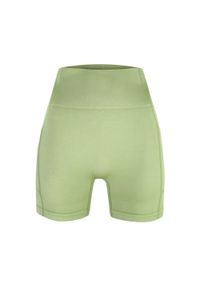 BESHAPED - Szorty fitness damskie Beshaped Lift Me Up z kieszeniami. Kolor: zielony. Materiał: nylon. Sport: fitness