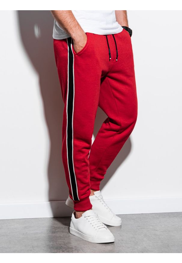 Czerwone spodnie Ombre Clothing gładkie, eleganckie