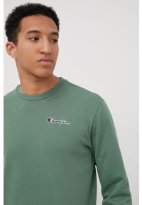 Champion bluza męska kolor zielony gładka. Okazja: na co dzień. Kolor: zielony. Materiał: dzianina. Wzór: gładki. Styl: casual