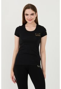 EA7 Emporio Armani - EA7 Czarny damski t-shirt, Rozmiar S. Kolor: czarny