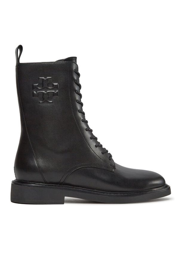 Tory Burch Botki Double T Combat Boot 154336 Czarny. Kolor: czarny. Materiał: skóra