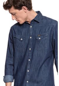 Wrangler - KOSZULA JEANSOWA MĘSKA WRANGLER L/S WESTERN SHIRT DARK INDIGO W5870O61E. Materiał: jeans. Długość rękawa: długi rękaw. Długość: długie. Wzór: jednolity. Styl: elegancki #10