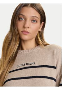 Guess Jeans Sweter W5BR03 Z3HM1 Beżowy Relaxed Fit. Kolor: beżowy. Materiał: bawełna #2