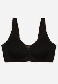 Born2be - Czarny Biustonosz z Prążkowanego Materiału Ezimere. Kolor: czarny. Materiał: materiał, prążkowany. Rodzaj stanika: wyciągane miseczki. Wzór: gładki #1