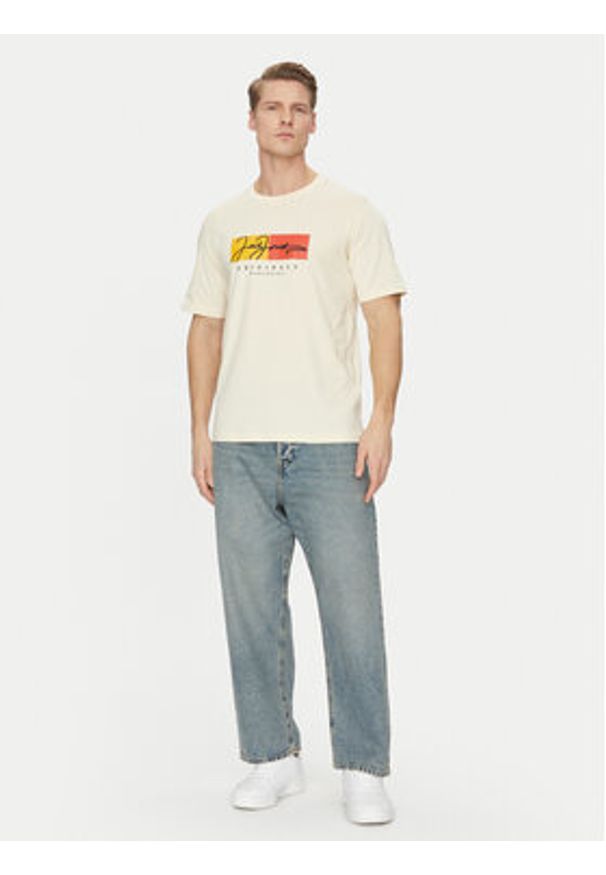 Jack & Jones - Jack&Jones T-Shirt Frederiksberg 12278266 Écru Regular Fit. Materiał: bawełna