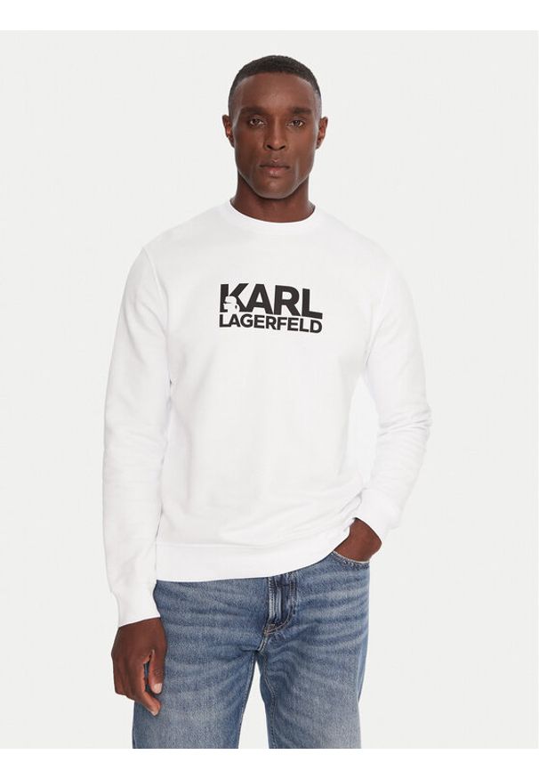 Karl Lagerfeld - KARL LAGERFELD Bluza 705091 554917 Biały Regular Fit. Typ kołnierza: dekolt w karo. Kolor: biały. Materiał: bawełna
