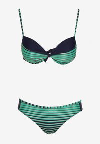 Born2be - Zielone Bikini 2-Częściowe w Paski Biustonosz na Cienkich Ramiączkach i Majtki Figi Catara. Kolor: zielony. Wzór: paski #6