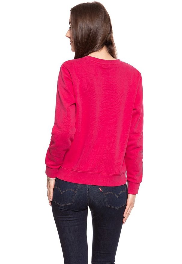 Wrangler - BLUZA WRANGLER DAMSKA CREW SWEAT BRIGHT ROSE W6079HYVC 112130450. Wzór: nadruk
