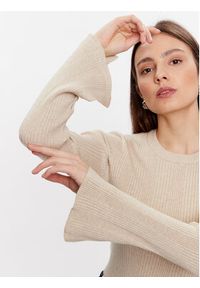 Moss Copenhagen Sweter 17312 Beżowy Basic Fit. Kolor: beżowy. Materiał: wiskoza #4