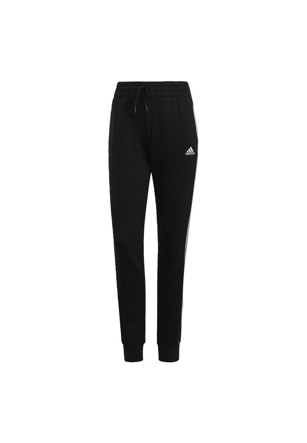 Adidas - Spodnie adidas Wms French Terry Logo Pants 3 Stripes, Kobiety. Kolor: biały, czarny, wielokolorowy. Materiał: bawełna, dresówka, materiał. Długość: długie