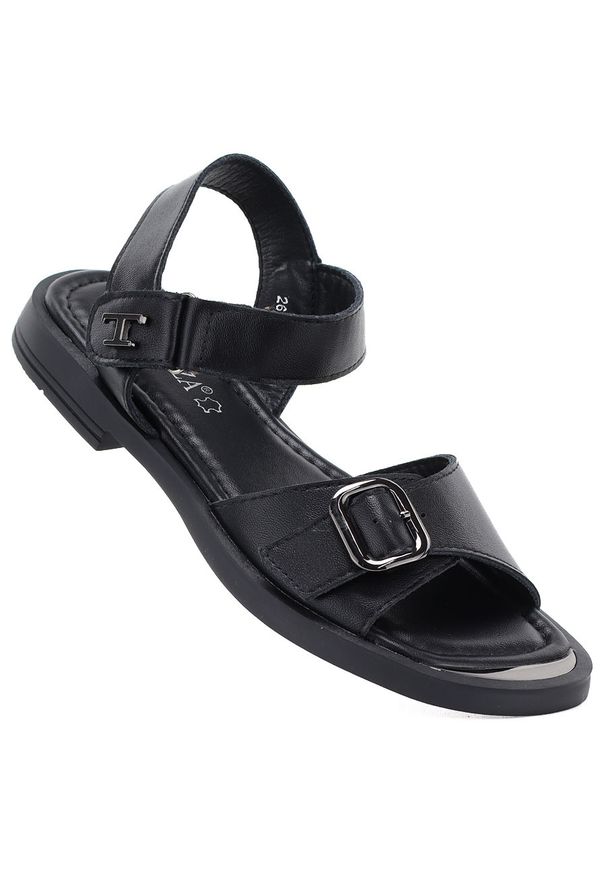 Skórzane sandały damskie czarne Vinceza 26-62303. Kolor: czarny. Materiał: skóra ekologiczna