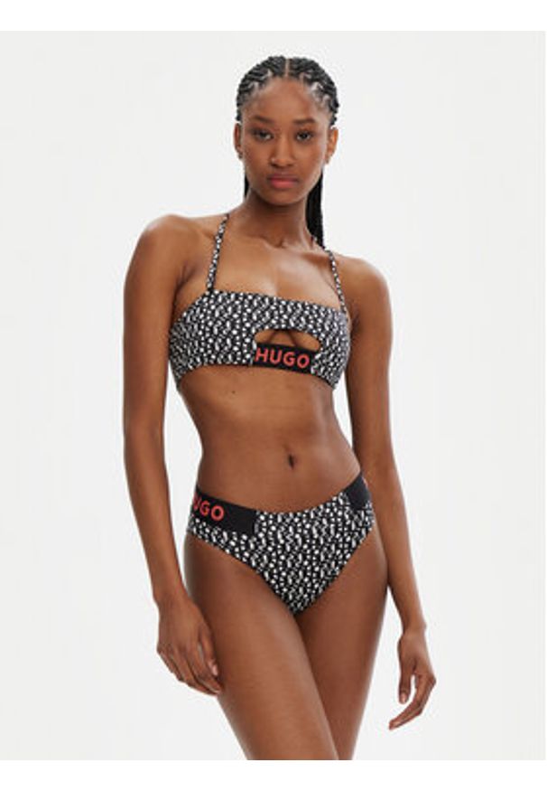 Hugo - HUGO Góra od bikini Monogram 50534927 Czarny. Kolor: czarny. Materiał: syntetyk