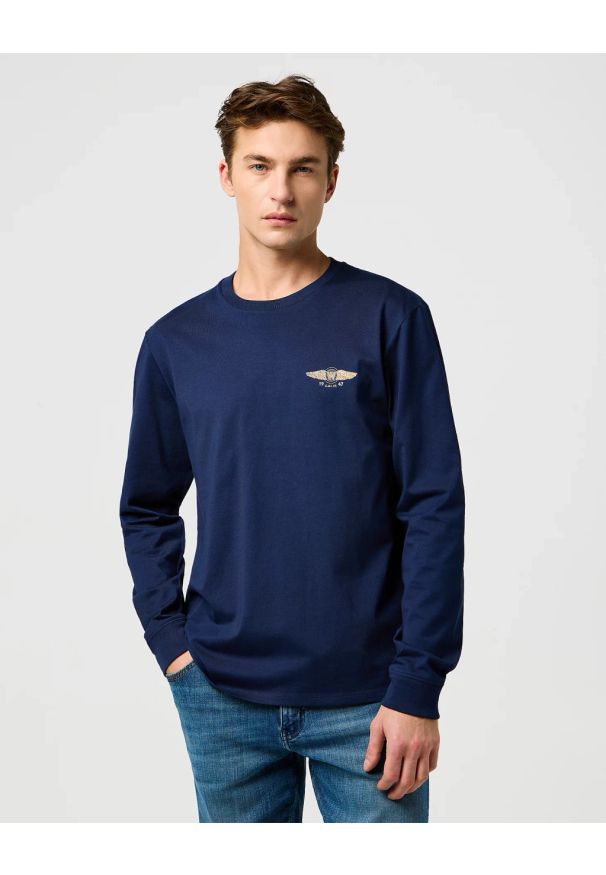 Wrangler - MESKA KOSZULKA WRANGLER LS AMERICANA TEE NAVY 112371469