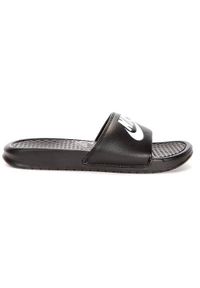 Klapki męskie Nike Benasi Jdi. Okazja: na plażę. Kolor: czarny. Materiał: syntetyk, materiał. Styl: sportowy