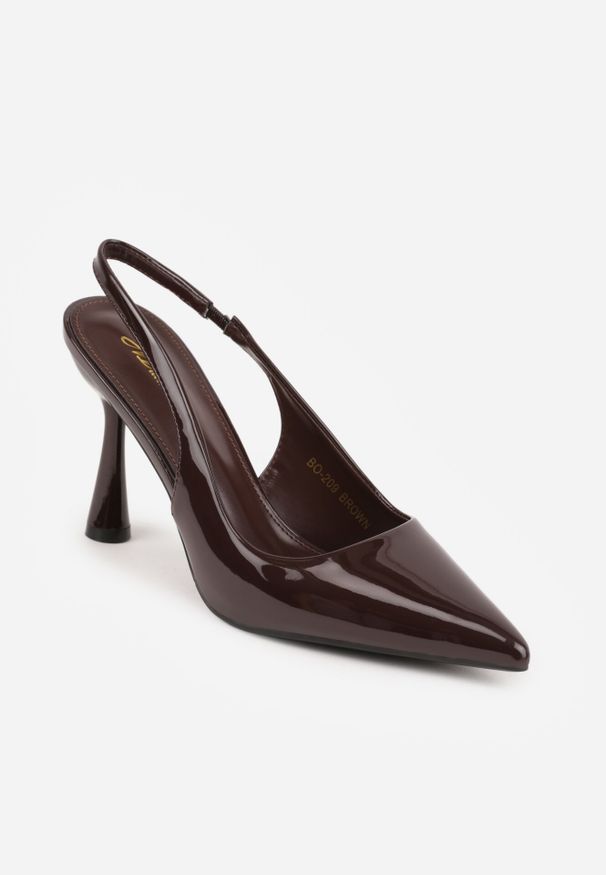 Born2be - Brązowe Sandały Szpilki Lakierowane Bez Pięty Tosellea. Okazja: na co dzień. Kolor: brązowy. Materiał: lakier. Obcas: na szpilce. Styl: casual, elegancki. Wysokość obcasa: średni