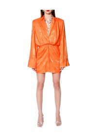 AGGI - Pomarańczowa sukienka z jedwabiem Jada. Kolor: pomarańczowy. Materiał: jedwab. Wzór: kwiaty. Typ sukienki: koszulowe. Długość: mini #2