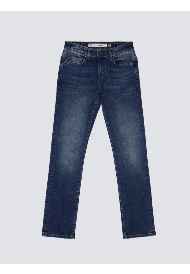 Big-Star - Jeansy męskie dopasowane granatowe Terry 502. Stan: obniżony. Kolor: niebieski