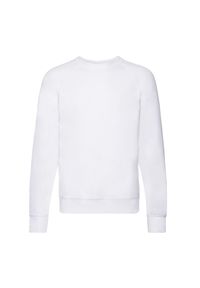 FRUIT OF THE LOOM - Lekki Męski Sweter Raglanowy. Kolor: biały. Długość rękawa: raglanowy rękaw