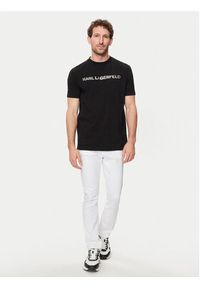 Karl Lagerfeld - KARL LAGERFELD T-Shirt 755053 542221 Czarny Regular Fit. Typ kołnierza: dekolt w karo. Kolor: czarny. Materiał: bawełna