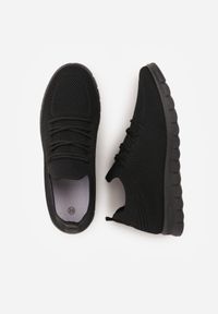 Born2be - Czarne Sznurowane Buty Sportowe Sneakersy z Siateczki Caeolea. Okazja: na co dzień. Kolor: czarny. Materiał: jeans. Sport: fitness, joga i pilates #5