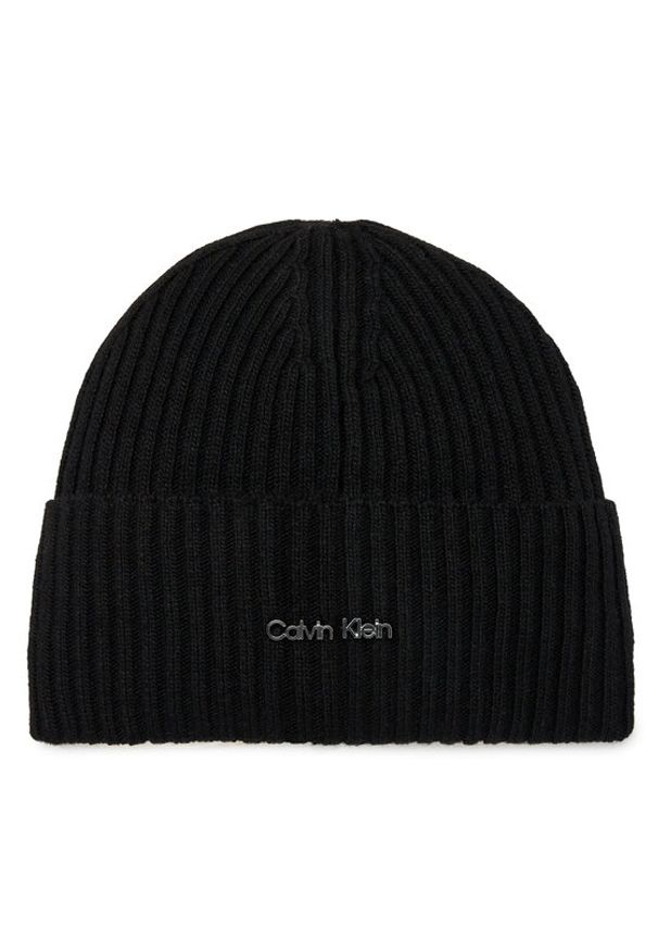 Calvin Klein Czapka Ck Must Logo Beanie K60K611401 Czarny. Kolor: czarny. Materiał: materiał