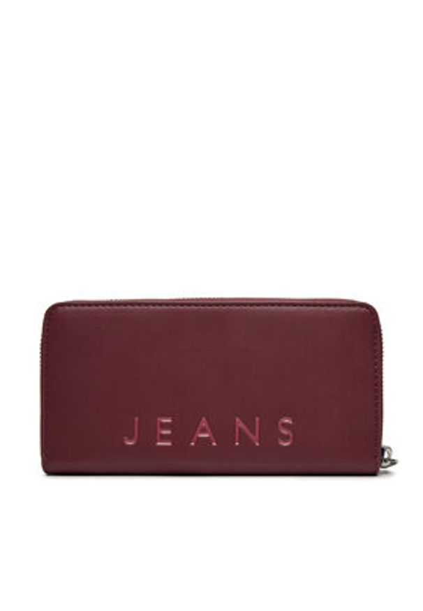 Tommy Jeans Duży Portfel Damski AW0AW16485 Bordowy. Kolor: czerwony. Materiał: skóra