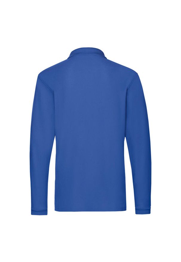 FRUIT OF THE LOOM - Męska Koszulka Polo Premium Z Długim Rękawem. Typ kołnierza: polo. Kolor: niebieski. Długość rękawa: długi rękaw. Długość: długie