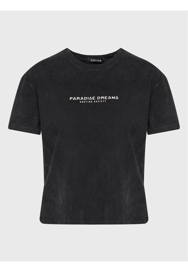 Kaotiko T-Shirt Paradise Dreams AL004-01-M002 Czarny Regular Fit. Kolor: czarny. Materiał: bawełna