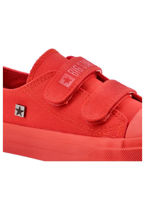 Big-Star - Czerwone Trampki Big Star Dziecięce Buty Na Rzepy. Zapięcie: rzepy. Kolor: czerwony. Materiał: guma, materiał. Szerokość cholewki: normalna. Styl: młodzieżowy