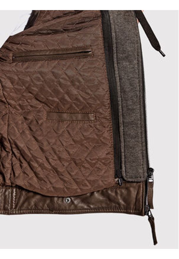 Serge Pariente Kurtka skórzana Erico Hood Brązowy Regular Fit. Kolor: brązowy. Materiał: skóra